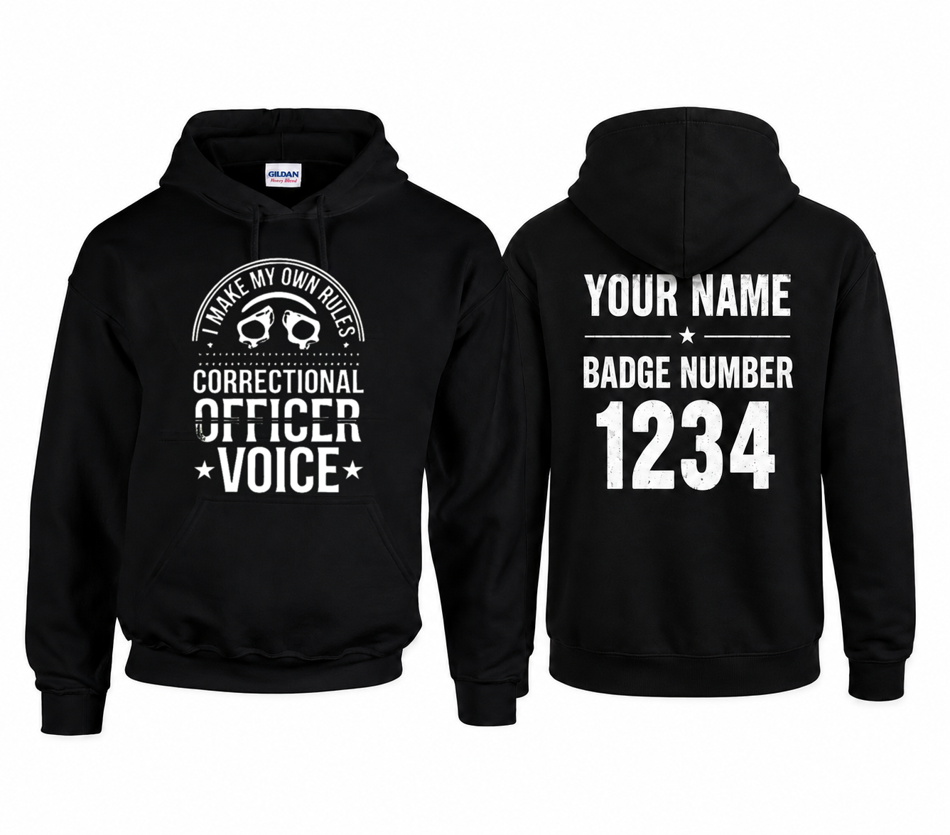 Custom Name Correctional Officer Hoodie, I Make My Own Rules Funny Jailer Handcuff Gift Hooded
