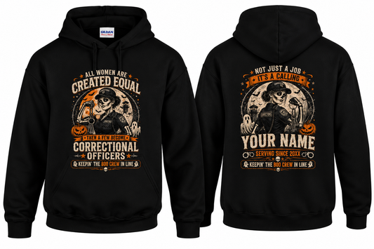 Personalized Proud Female Correctional Officer Hoodie Custom Name Halloween CO Gift