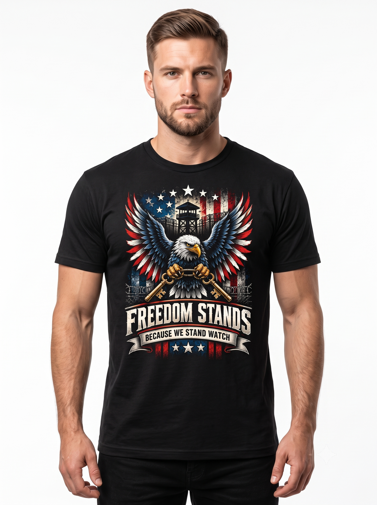 Freedom Stands – Personalized Correctional Officer Front & Back T-Shirt