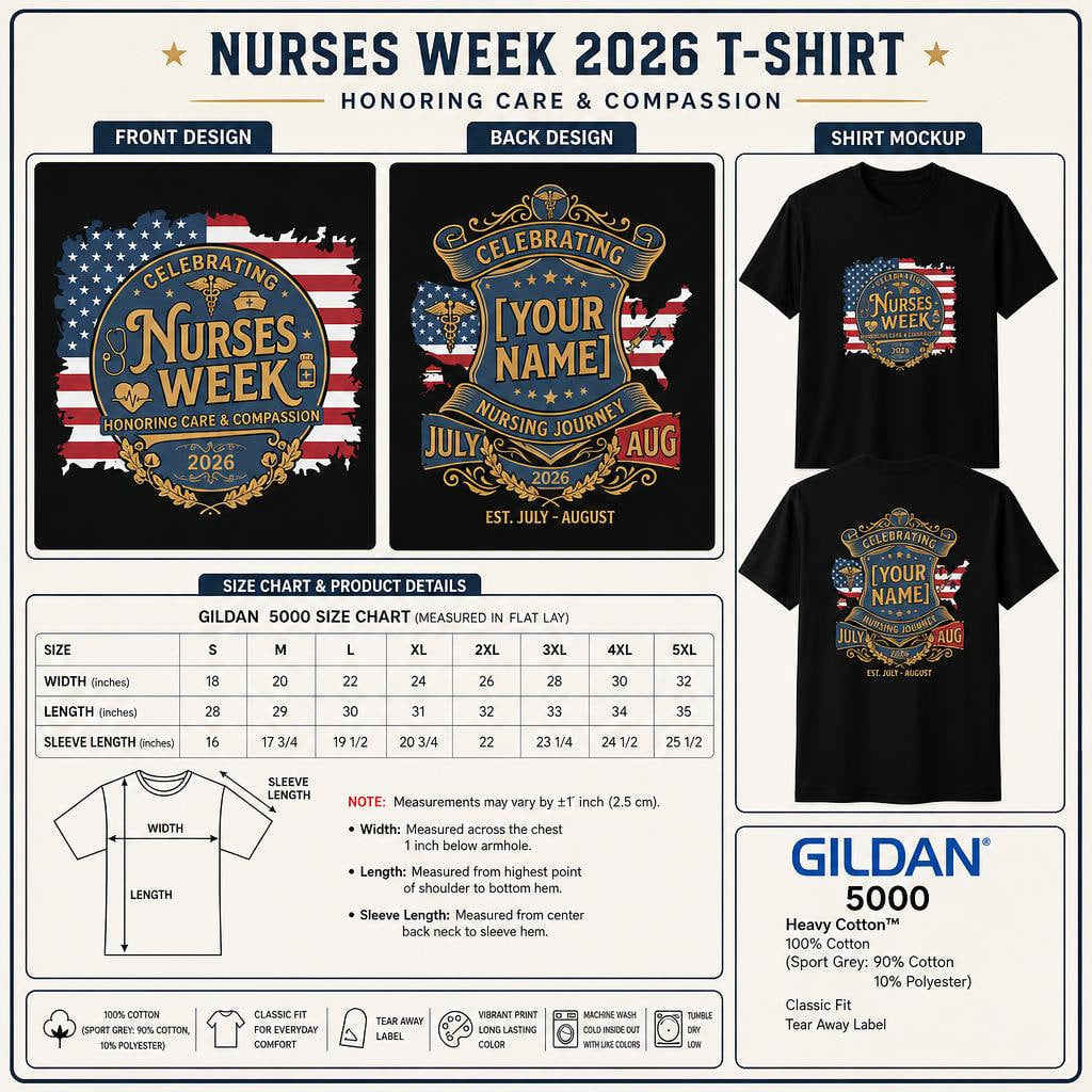 Happy Nurses Week 2026 American Flag Nurse Appreciation Gift Unisex T-Shirt
