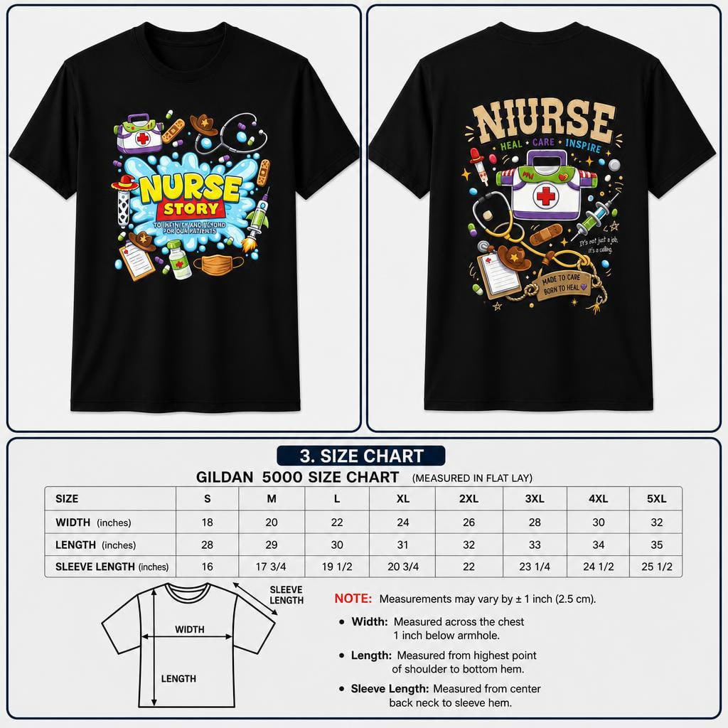 Cute Nurse Story Shirt Funny Cartoon Inspired RN Gift Nurse Life Unisex T-Shirt