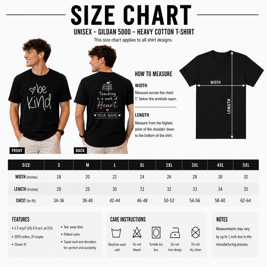 Personalized Be Kind Blessed Teacher Cute Inspirational Unisex T-Shirt
