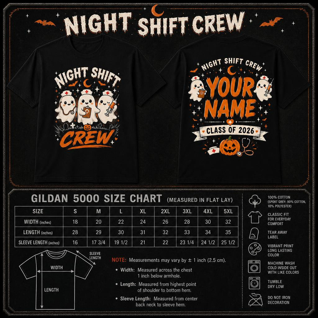 Personalized Night Shift Crew Shirt Custom Spooky Halloween Nurse Unisex T-Shirt
