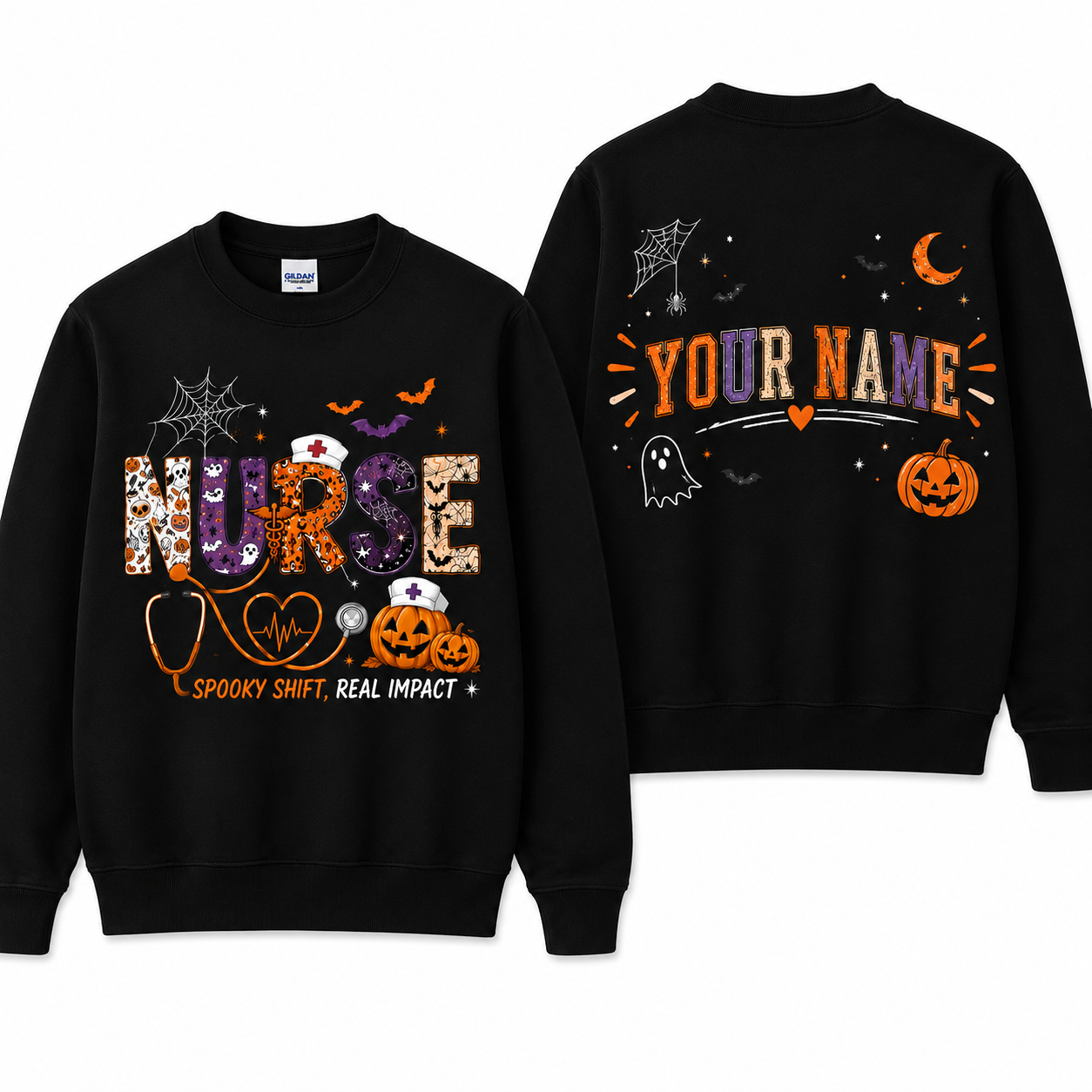 Personalized Ghost Halloween Shirt Custom Pumpkin Fall Spooky Tee Sweatshirt