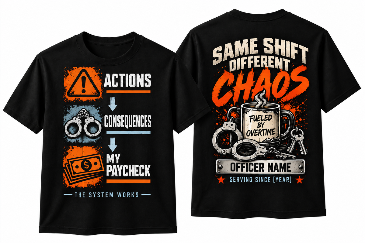 Custom Correctional Officer Shirt – "The System Works" Actions Consequences Front & Back Graphic Tee, Personalized Jailer Deputy Shirt