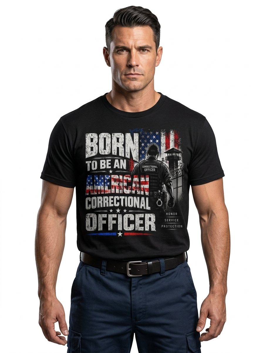 Personalized "Born To Be An American Correctional Officer" T-Shirt — "Same Mission Different Day" Custom Name & Year (Front & Back)