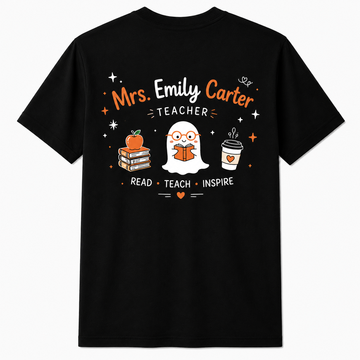 Custom Boooooks Ghost T-Shirt Halloween Librarian Gift Unisex T-Shirt