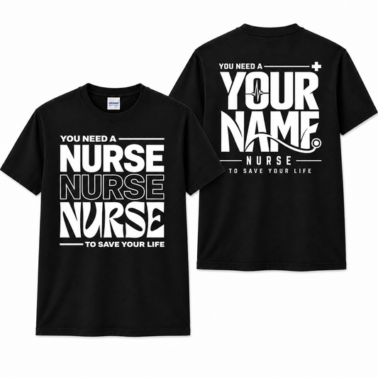 Personalised Nurse Shirt with Name Custom Save Your Life Stethoscope Graphic
