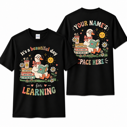Personalized Reading Teacher Shirt Cute Book Lover Goose Custom Name Tee