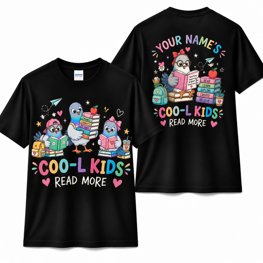 Custom Coo-l Kids Read More Pigeon Teacher T-Shirt Personalized Name Gift