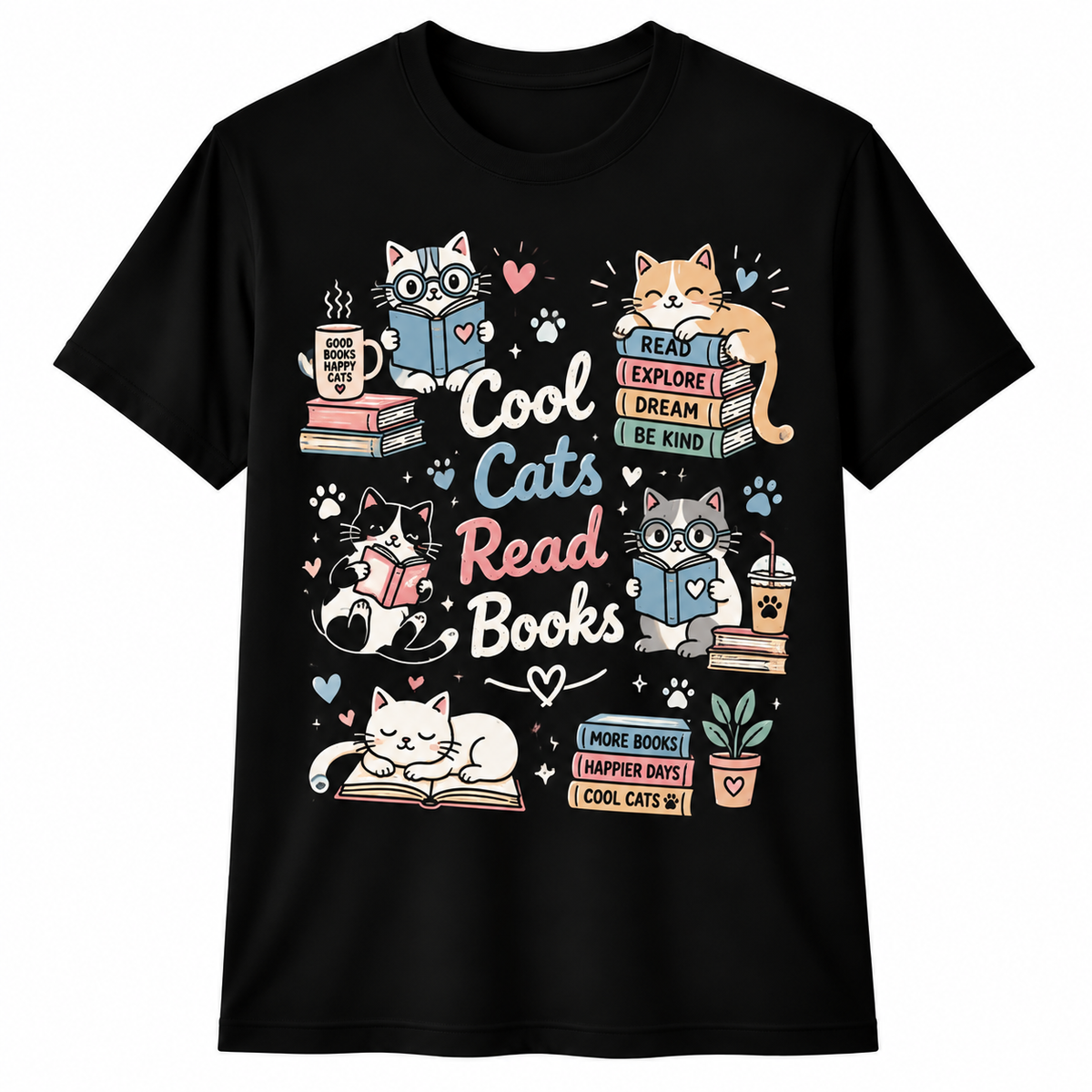 Personalized Teacher Shirt Cool Cats Read Books Cat Book Lover Custom Name Tee