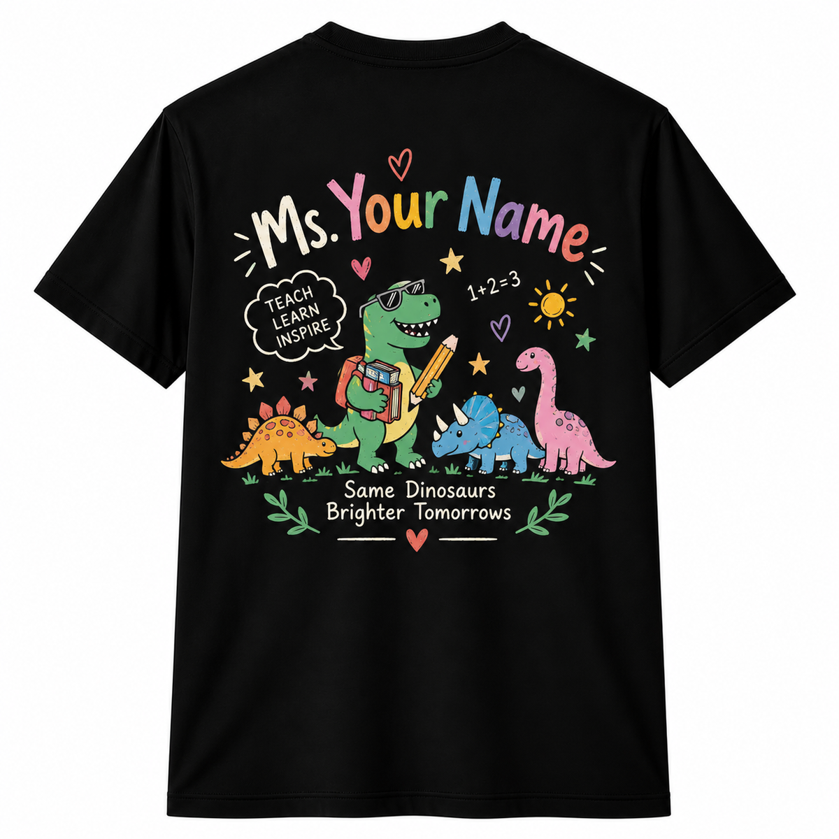 Custom Dinosaur Teacher T-Shirt Math Pun Cute Dino Personalized Gift