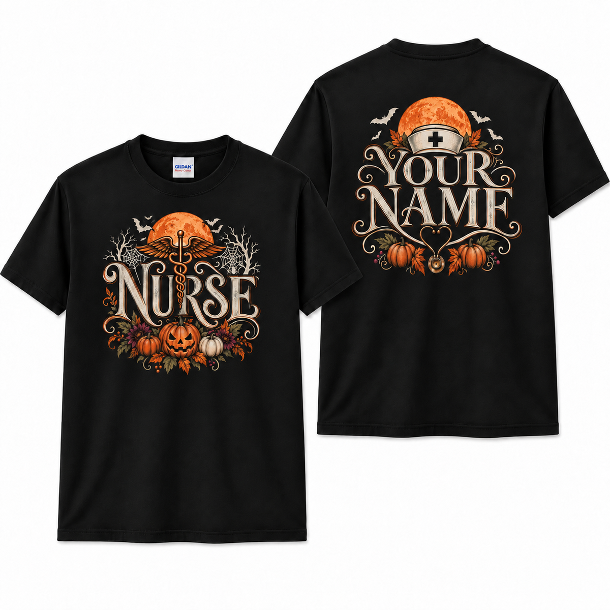 Personalized Nurse Halloween Shirt with Pumpkin and Stethoscope Autumn Gift
