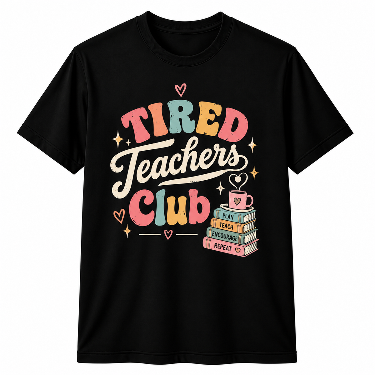 Personalized Custom Tired Teachers Club Pastel Bookish Unisex T-Shirt