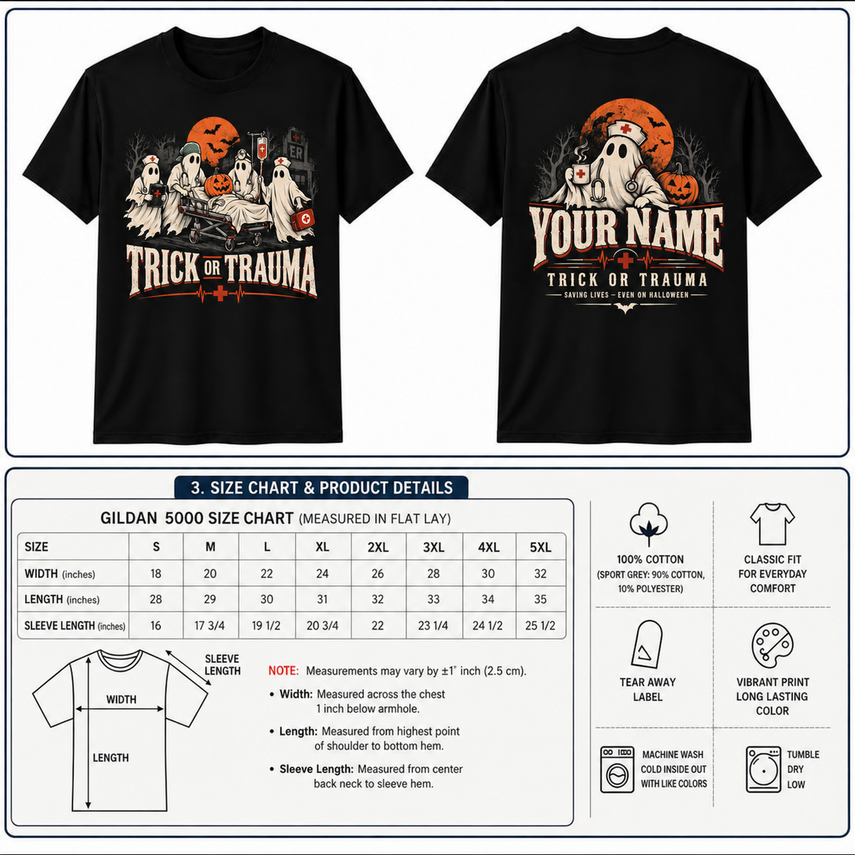 Custom Nurse Ghost Trick or Trauma Halloween Shirt Personalized Nurse Gift