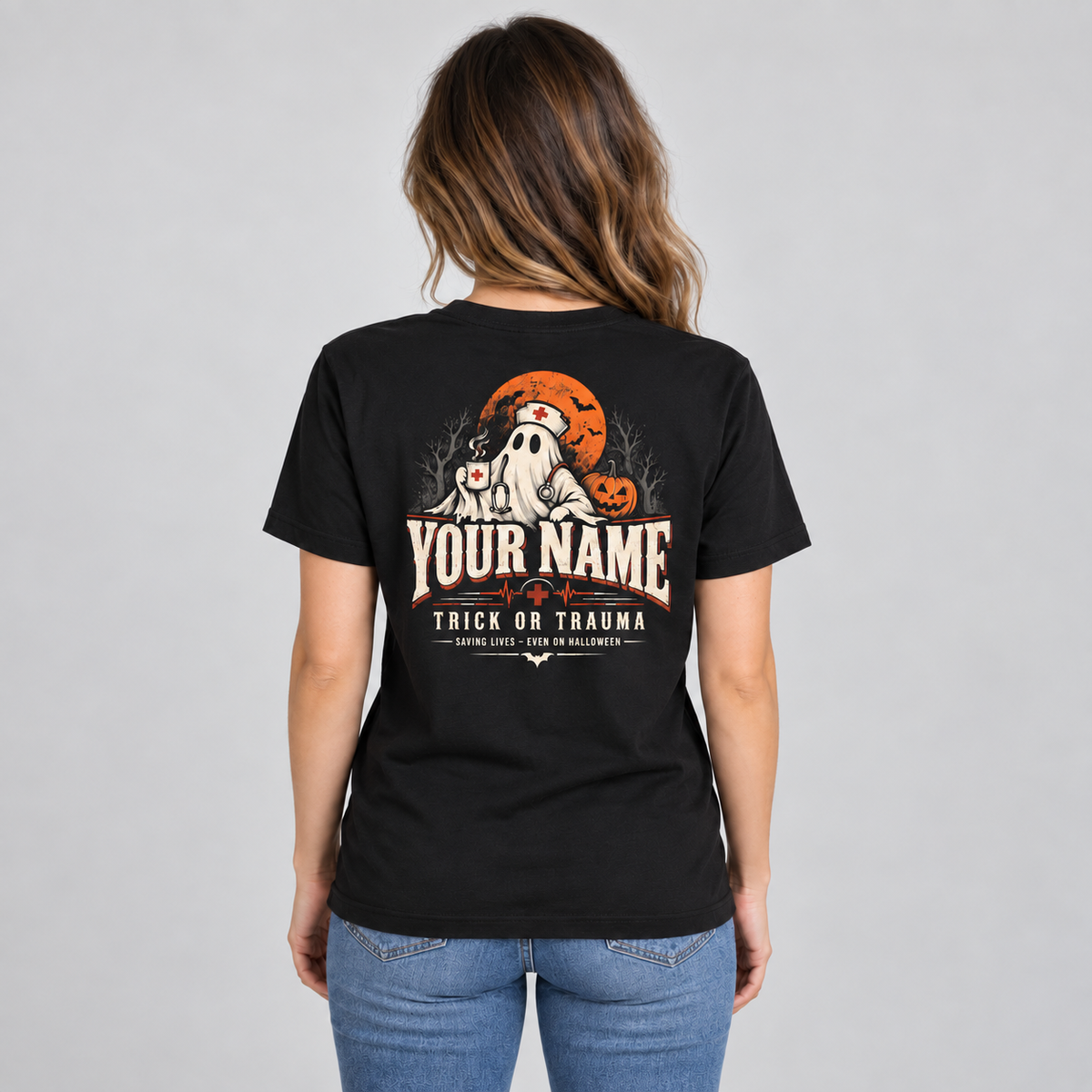 Custom Nurse Ghost Trick or Trauma Halloween Shirt Personalized Nurse Gift