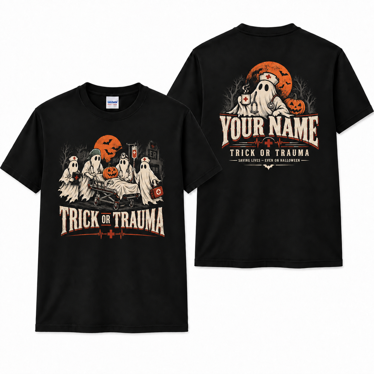 Custom Nurse Ghost Trick or Trauma Halloween Shirt Personalized Nurse Gift