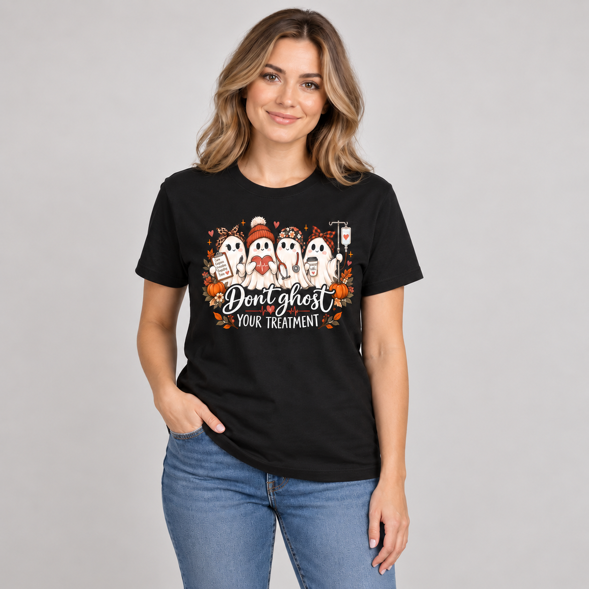 Cute Ghost Nurse Shirt Personalised Don't Ghost Your Treatment Healthcare Tee