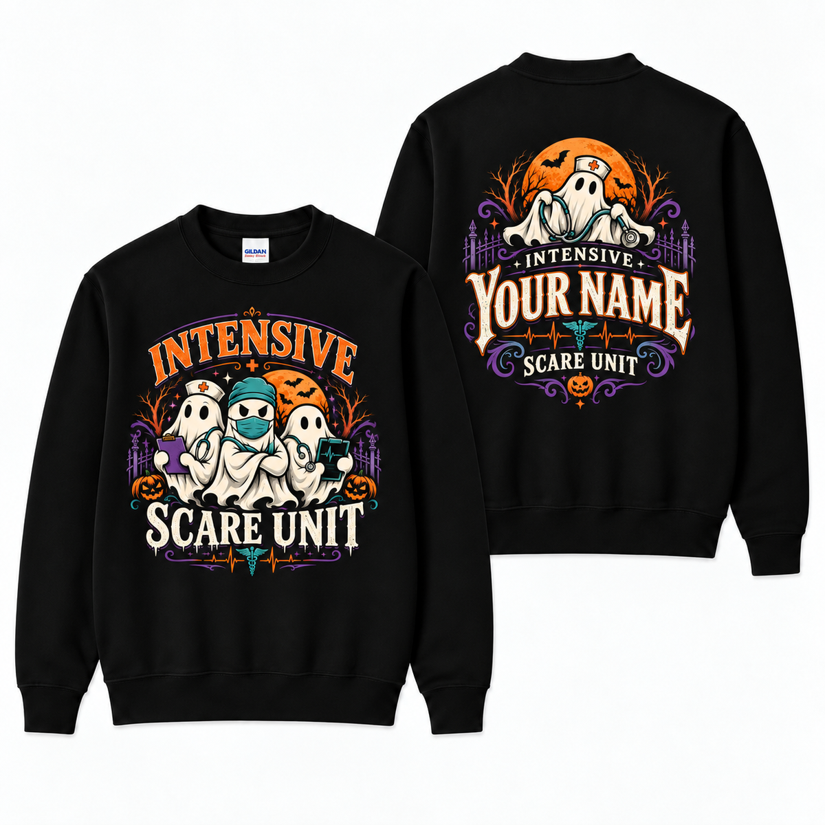 Custom Halloween Nurse Ghost Intensive Scare Unit Sweatshirt for Healthcare