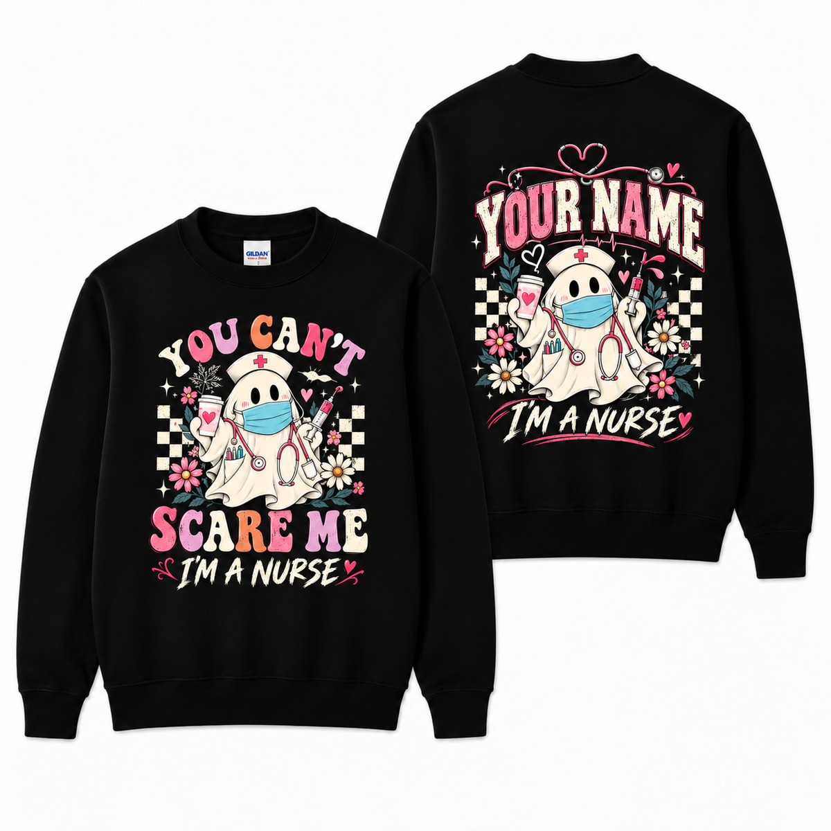 Nurse Ghost Sweatshirt Custom Name Cute Halloween Spooky Nurse Shirt