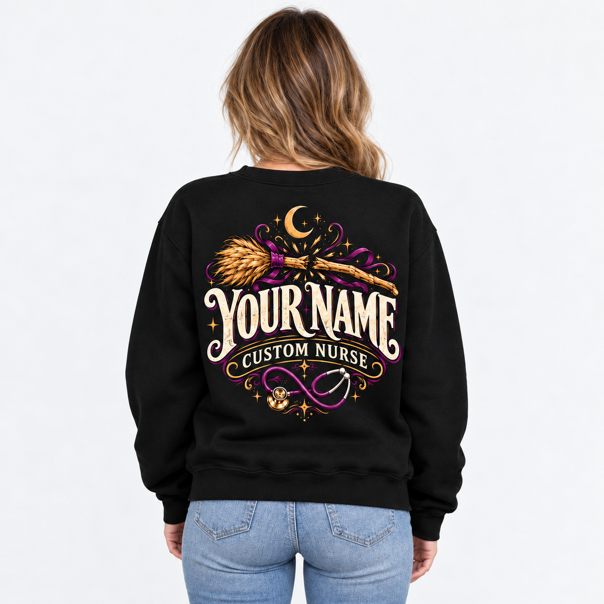Custom Nurse Sweatshirt My Broom Broke Halloween Gift for Nurses
