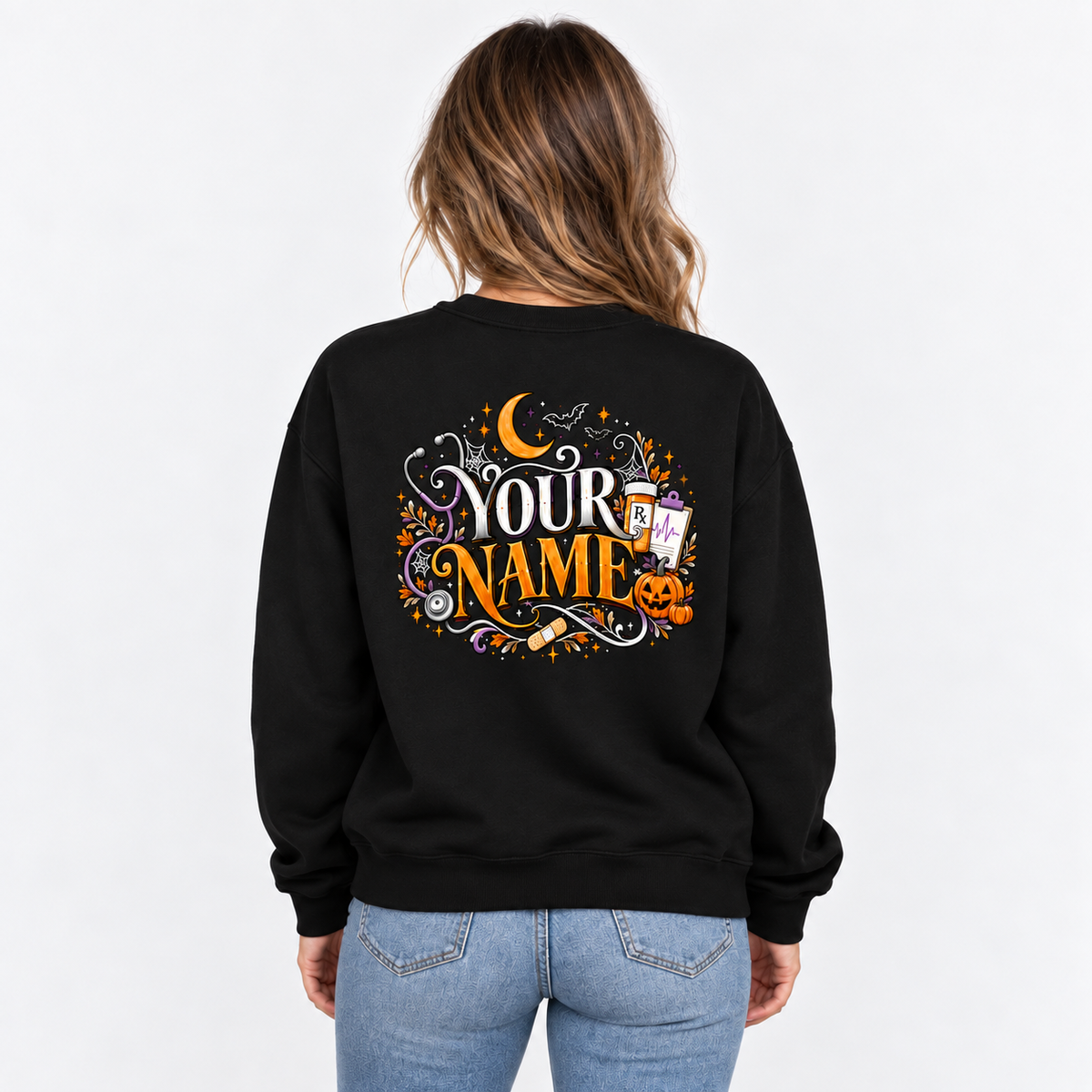 Cute Halloween Nurse Sweatshirt Personalized Medical Staff Costume Gift
