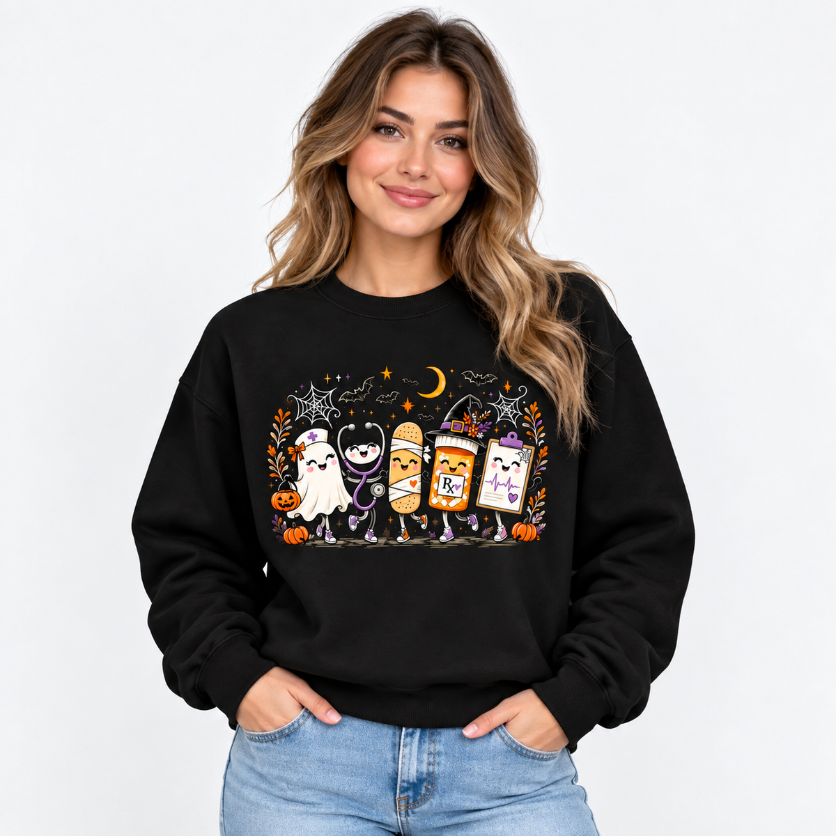 Cute Halloween Nurse Sweatshirt Personalized Medical Staff Costume Gift