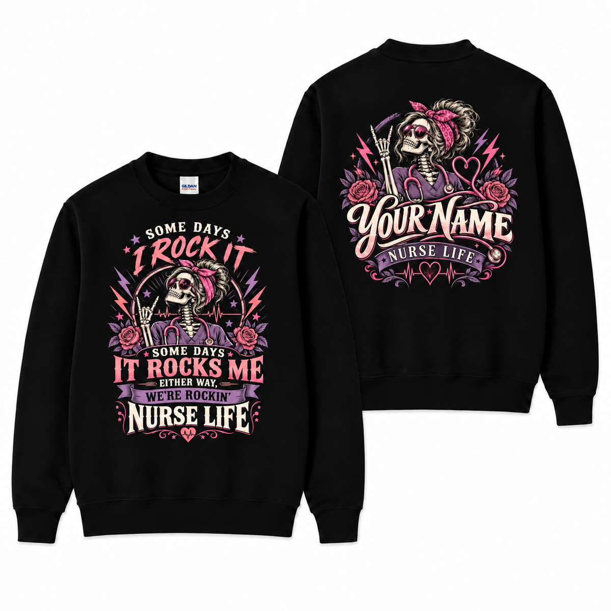 Nurse Life Skeleton Rock Sweatshirt Custom Personalized Nurse Gift