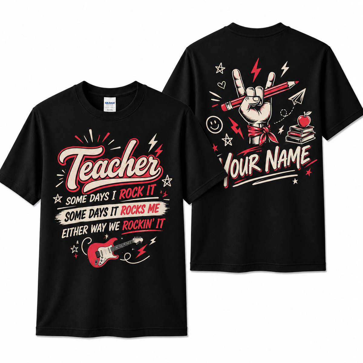 Personalized Custom Teacher Either Way We Rockin' It Rock N Roll Unisex T-Shirt