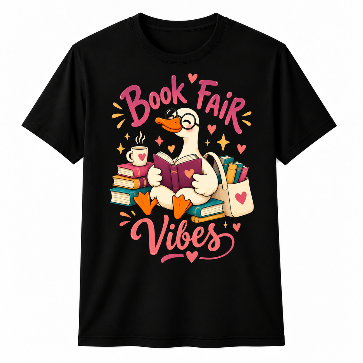 Personalized Custom Book Fair Vibes Cute Goose Librarian Unisex T-Shirt