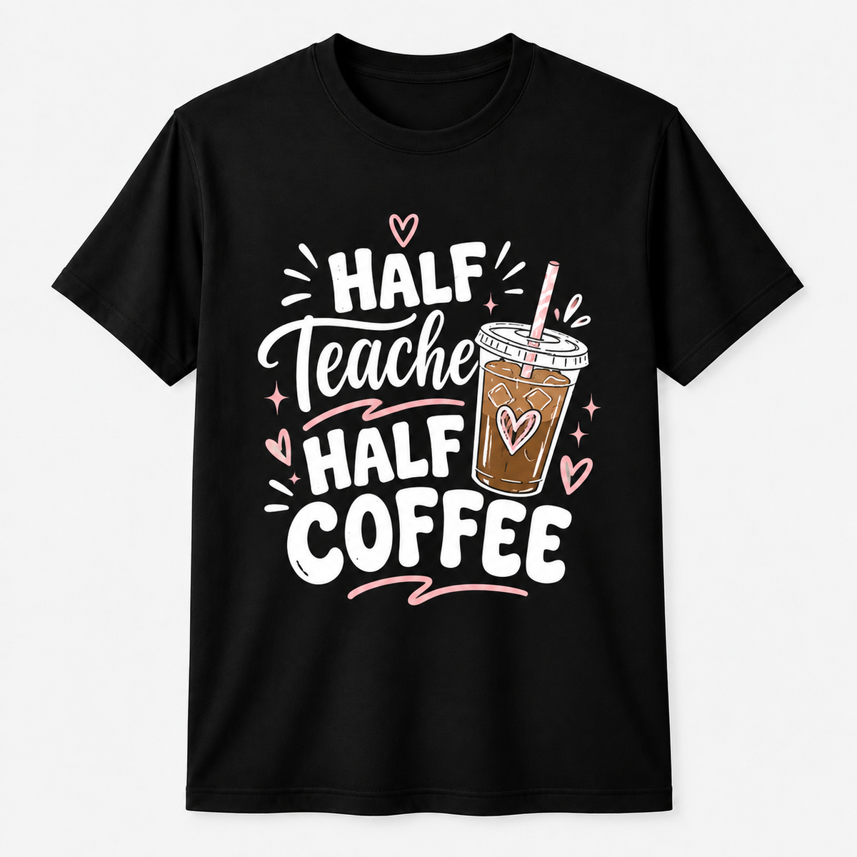 Personalized Custom Half Teacher Half Coffee Funny Iced Coffee Teacher Unisex T-Shirt