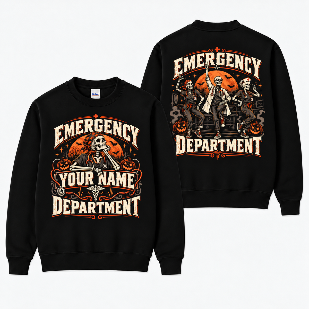 Emergency Department Skeleton Nurse Halloween Custom Sweatshirt