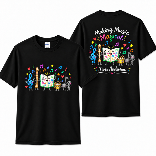 Custom Elementary Music Teacher T-Shirt Cute Instruments Personalized Gift