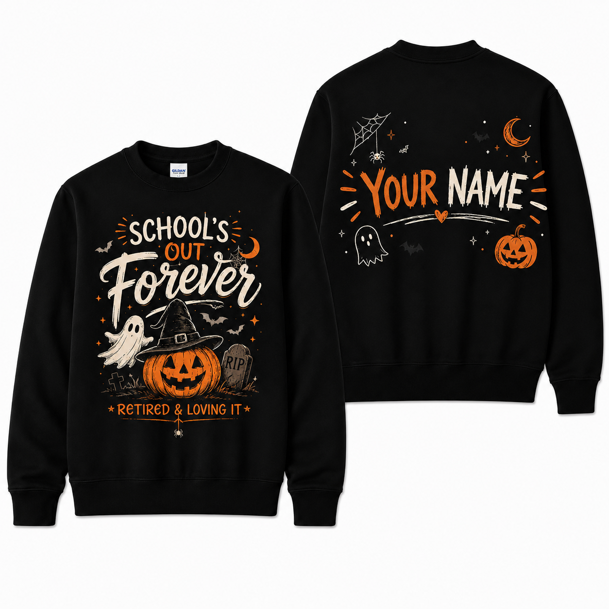 Custom Halloween Teacher Retirement Sweatshirt School's Out Forever Gift