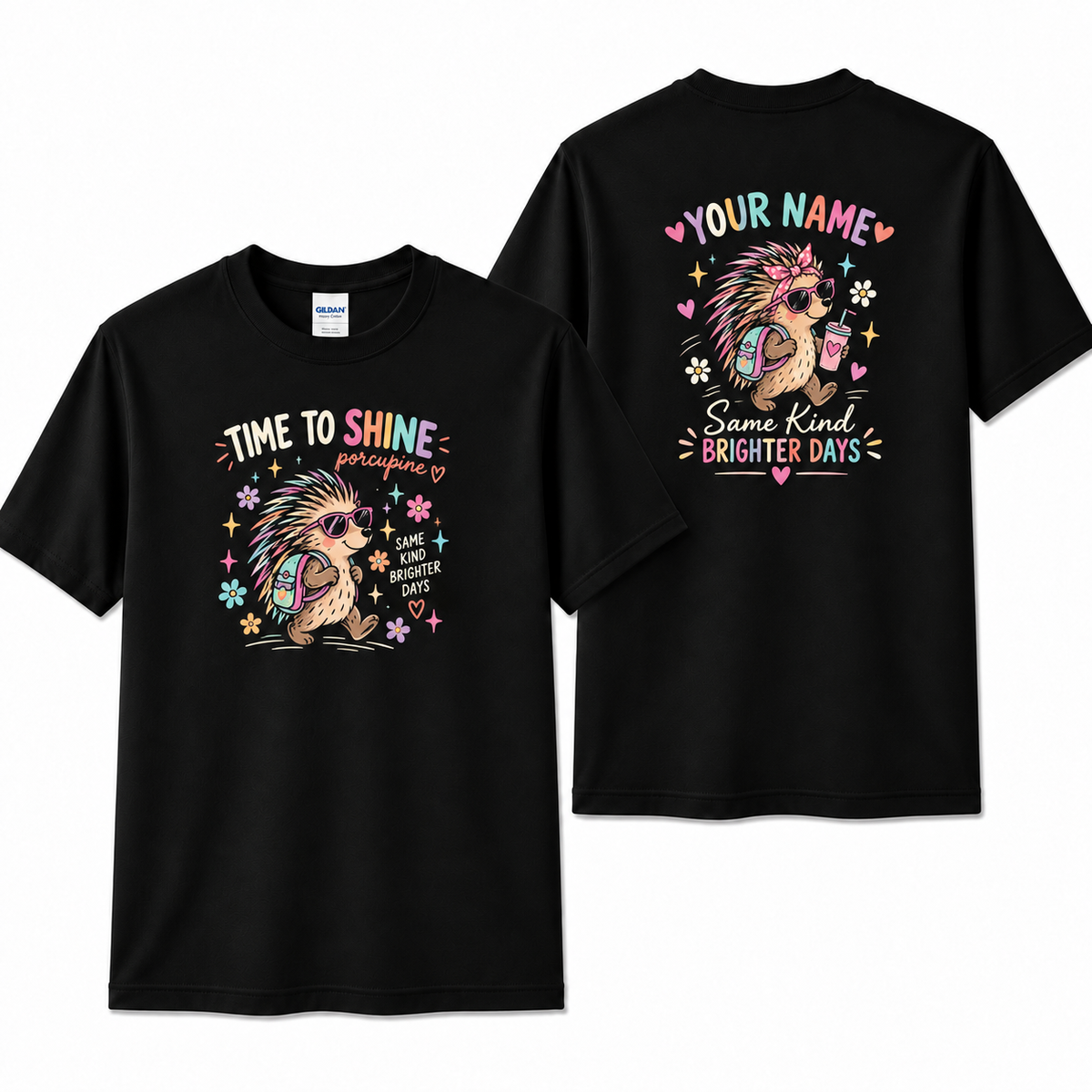 Custom Time To Shine Porcupine Teacher T-Shirt Hedgehog Personalized Name