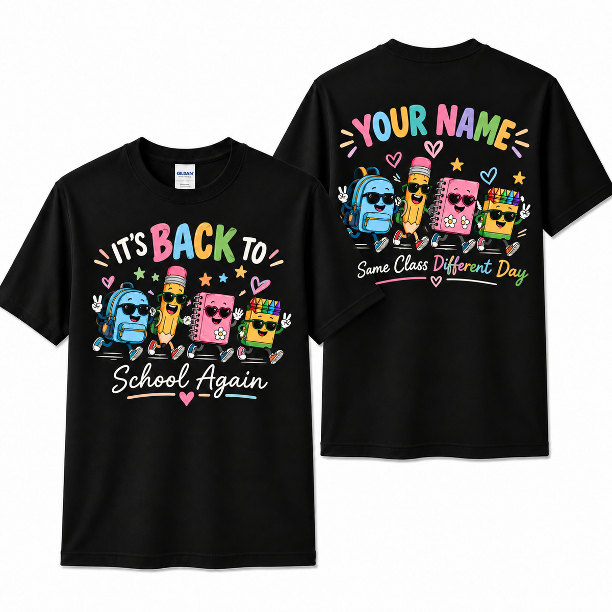 Custom Back To School Again Teacher T-Shirt School Supplies Personalized Gift