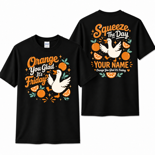 Custom Cute Duck Teacher T-Shirt Squeeze The Day Friday Weekend Lover Gift