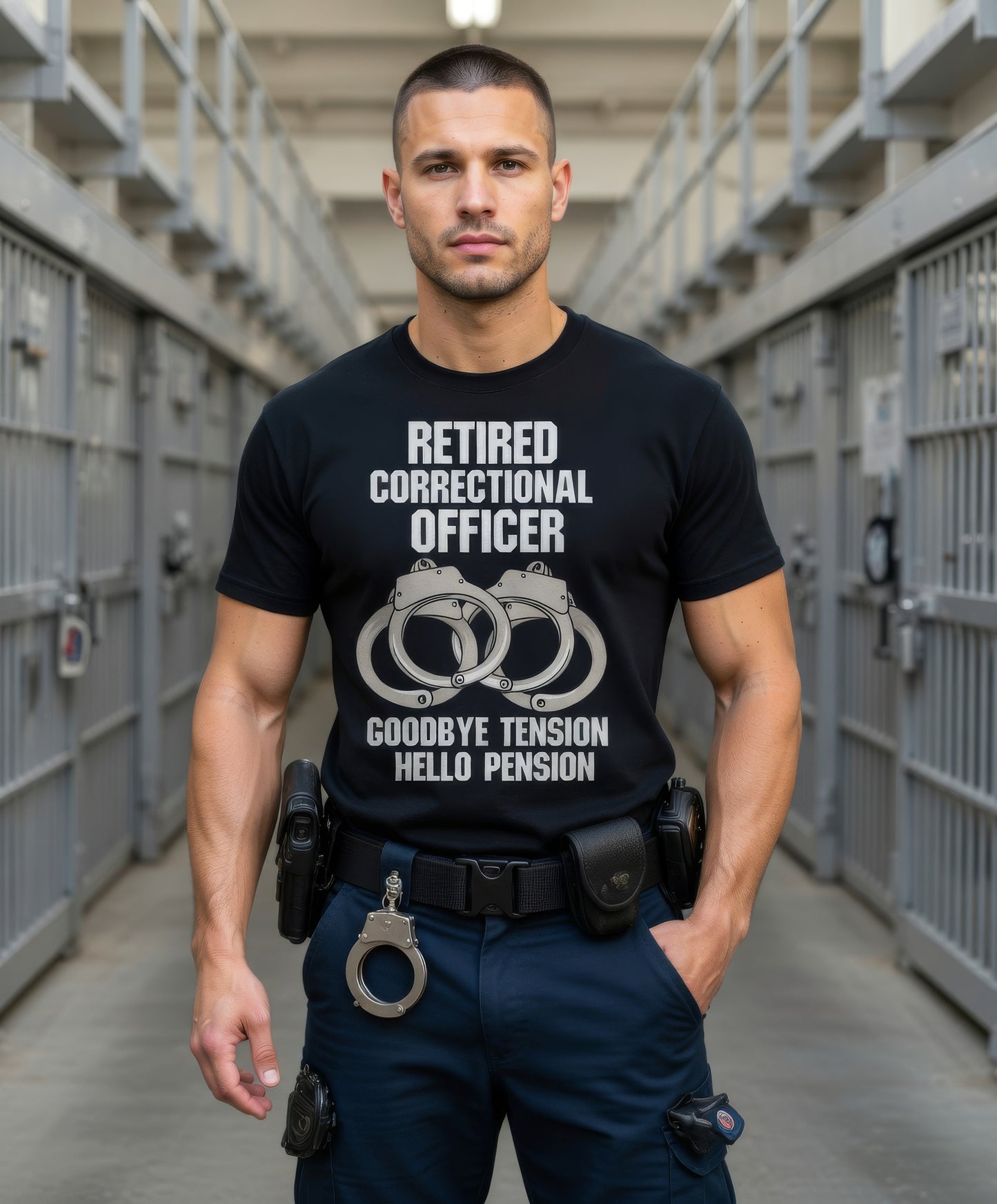 Custom Name Retired Correctional Officer Shirt, Goodbye Tension Hello Pension Retirement Tee
