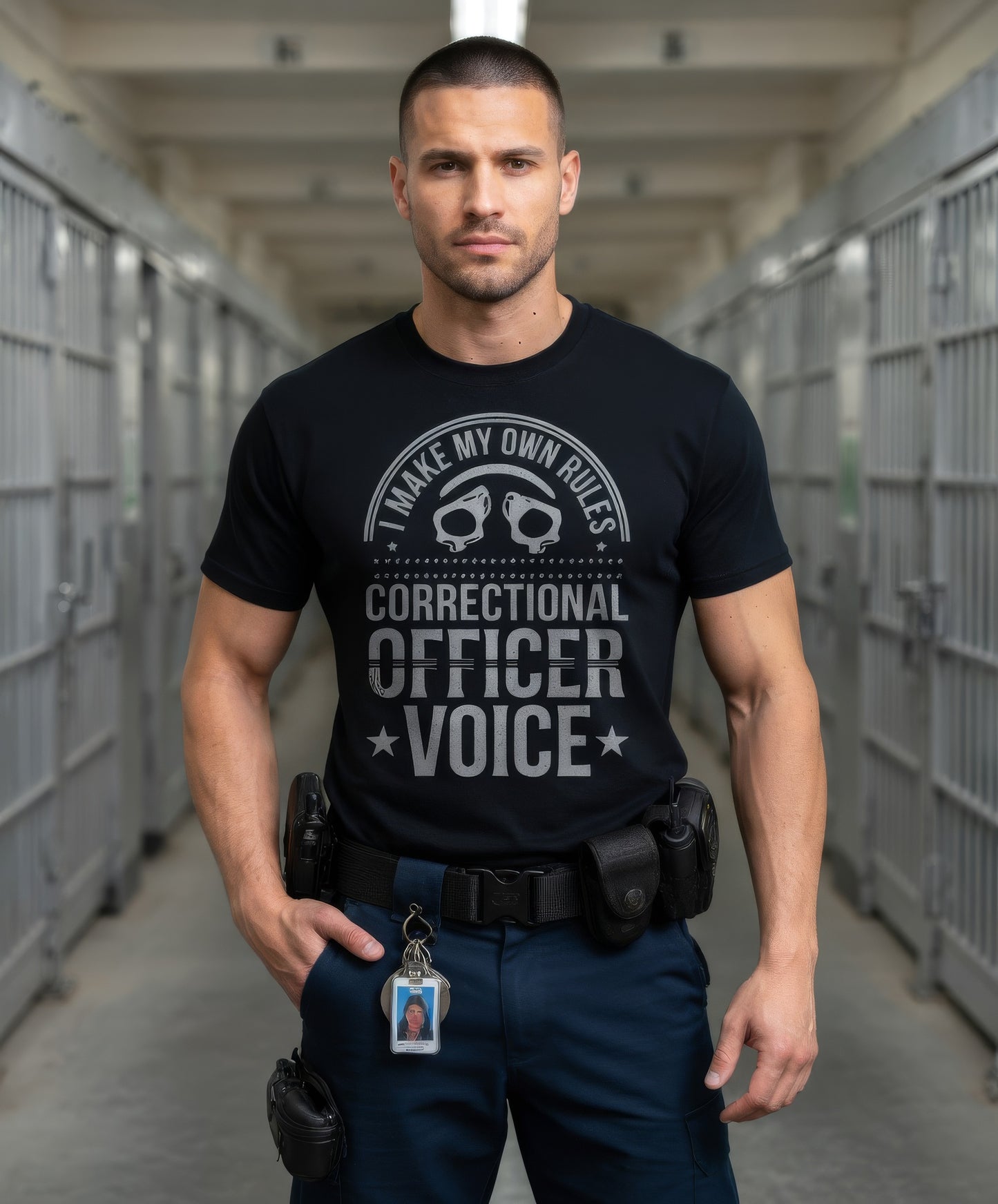 Custom Name Correctional Officer Shirt, I Make My Own Rules Funny Jailer Handcuff Gift Tee