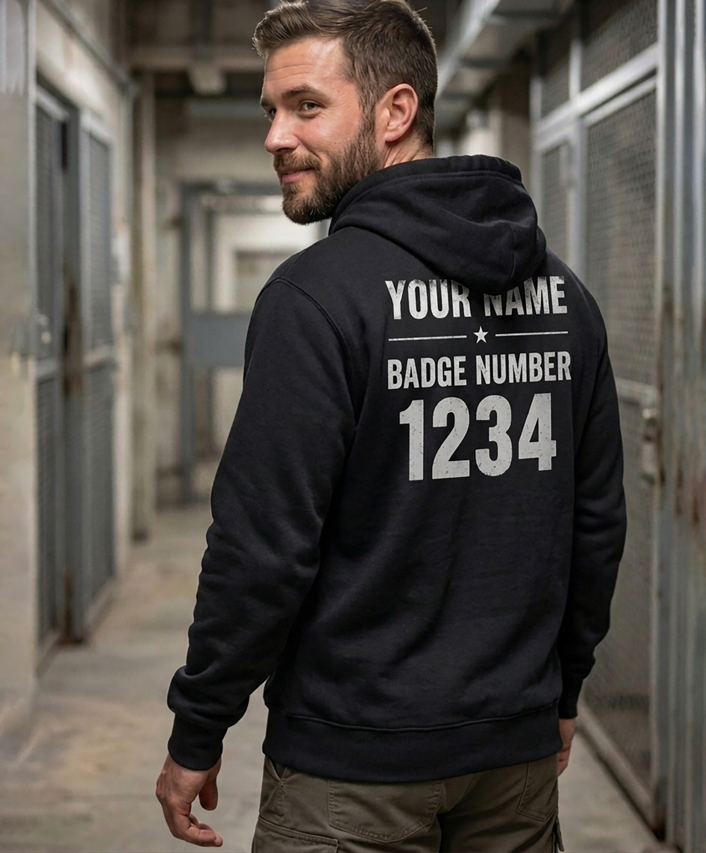 Custom Name Corrections Officer Hoodie, Firm Fair Consistent American Flag Prison Guard Hooded