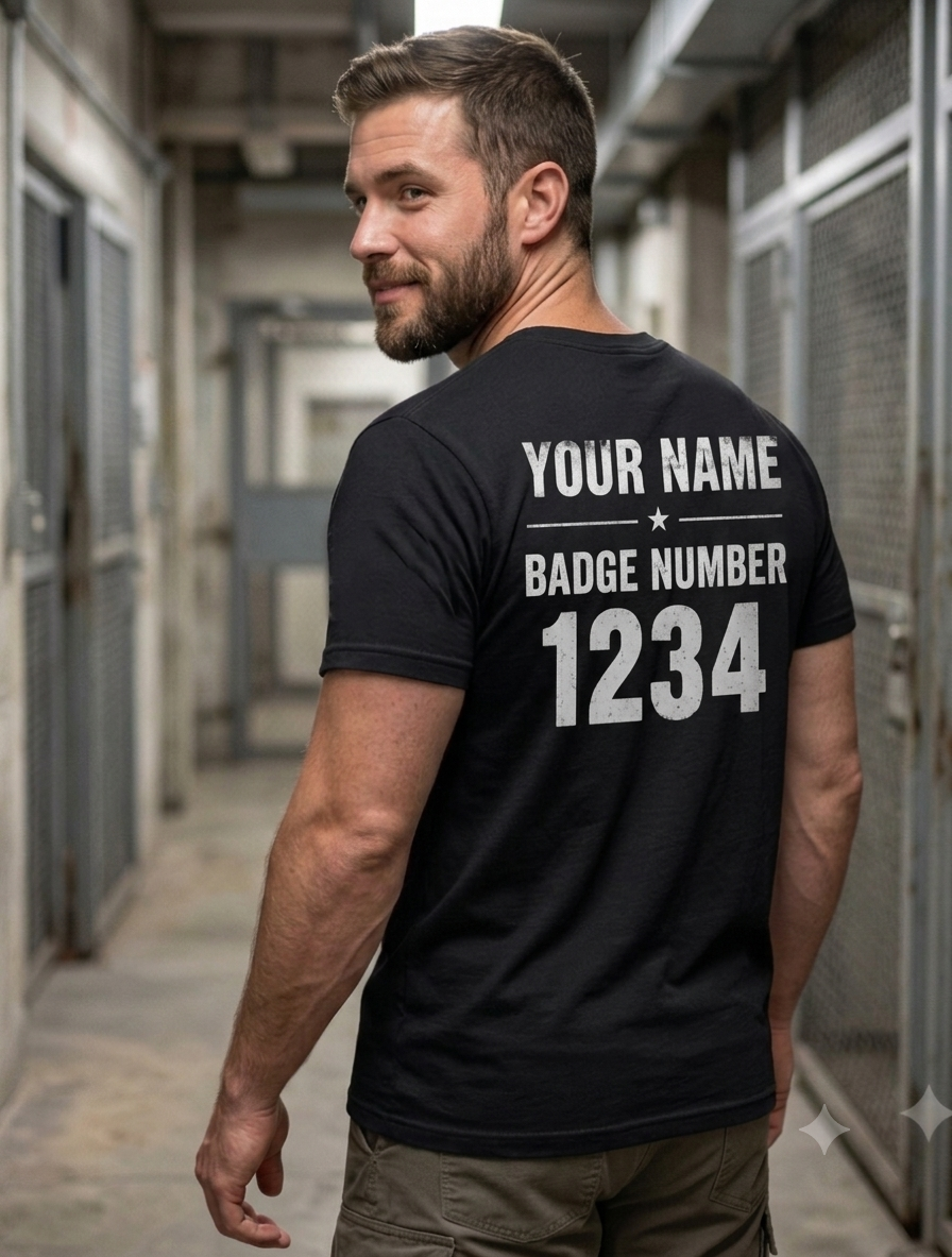 Custom Correctional Officer Daughter T-Shirt | Personalized Thin Silver Line Family Gift | Proud Prison Guard Dad Mom Law Enforcement