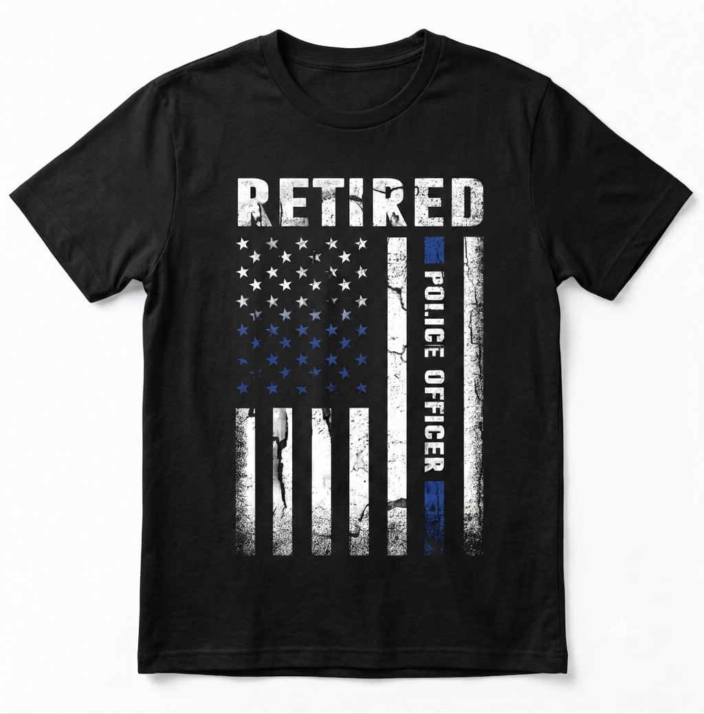 Retired Police Officer American Flag Shirt - Patriotic Law Enforcement Retirement Gift