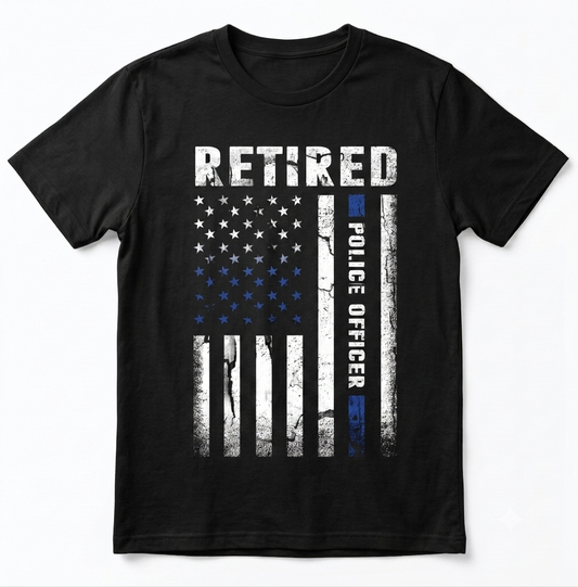 Retired Police Officer American Flag Shirt - Patriotic Law Enforcement Retirement Gift