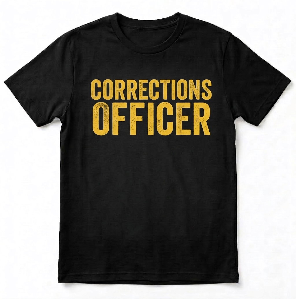 Personalized Corrections Officer Tee - Custom Name & Badge Number Black T-Shirt