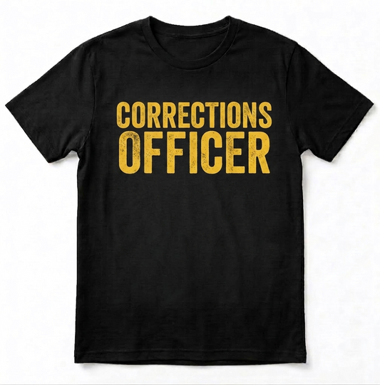Personalized Corrections Officer Tee - Custom Name & Badge Number Black T-Shirt