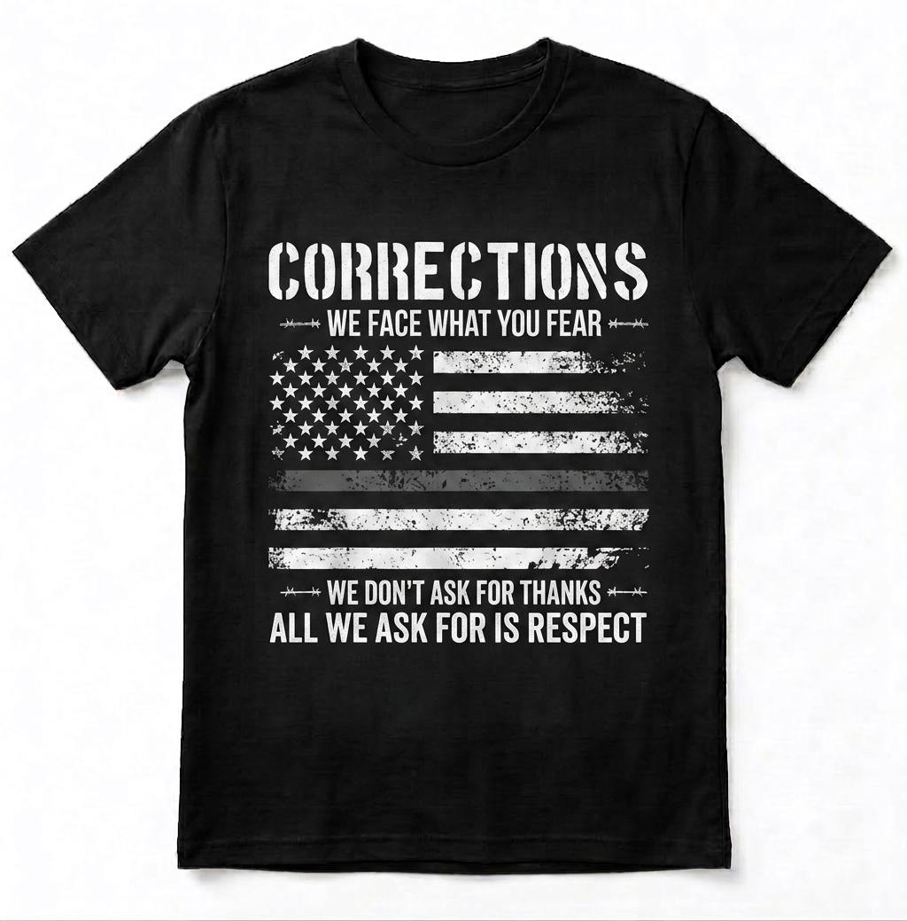 Proud Corrections Officer Respect Shirt - Custom Name American Flag Law Enforcement Tee