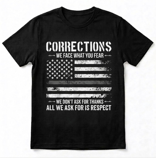 Proud Corrections Officer Respect Shirt - Custom Name American Flag Law Enforcement Tee
