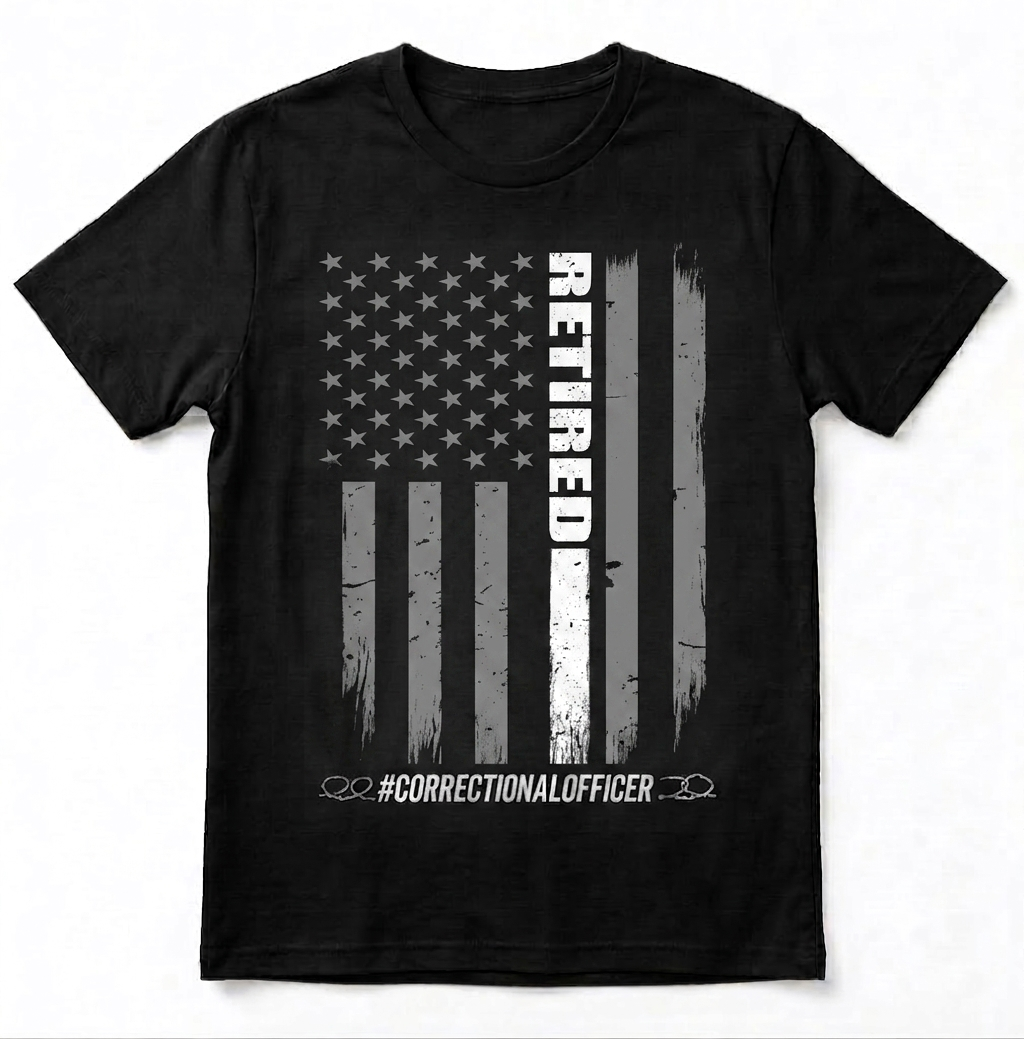 Proud Retired Correctional Officer Shirt - US Flag Corrections Veteran Tee Gift