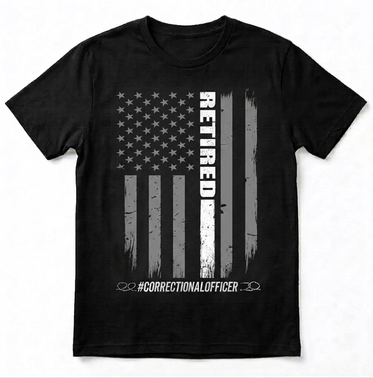 Proud Retired Correctional Officer Shirt - US Flag Corrections Veteran Tee Gift