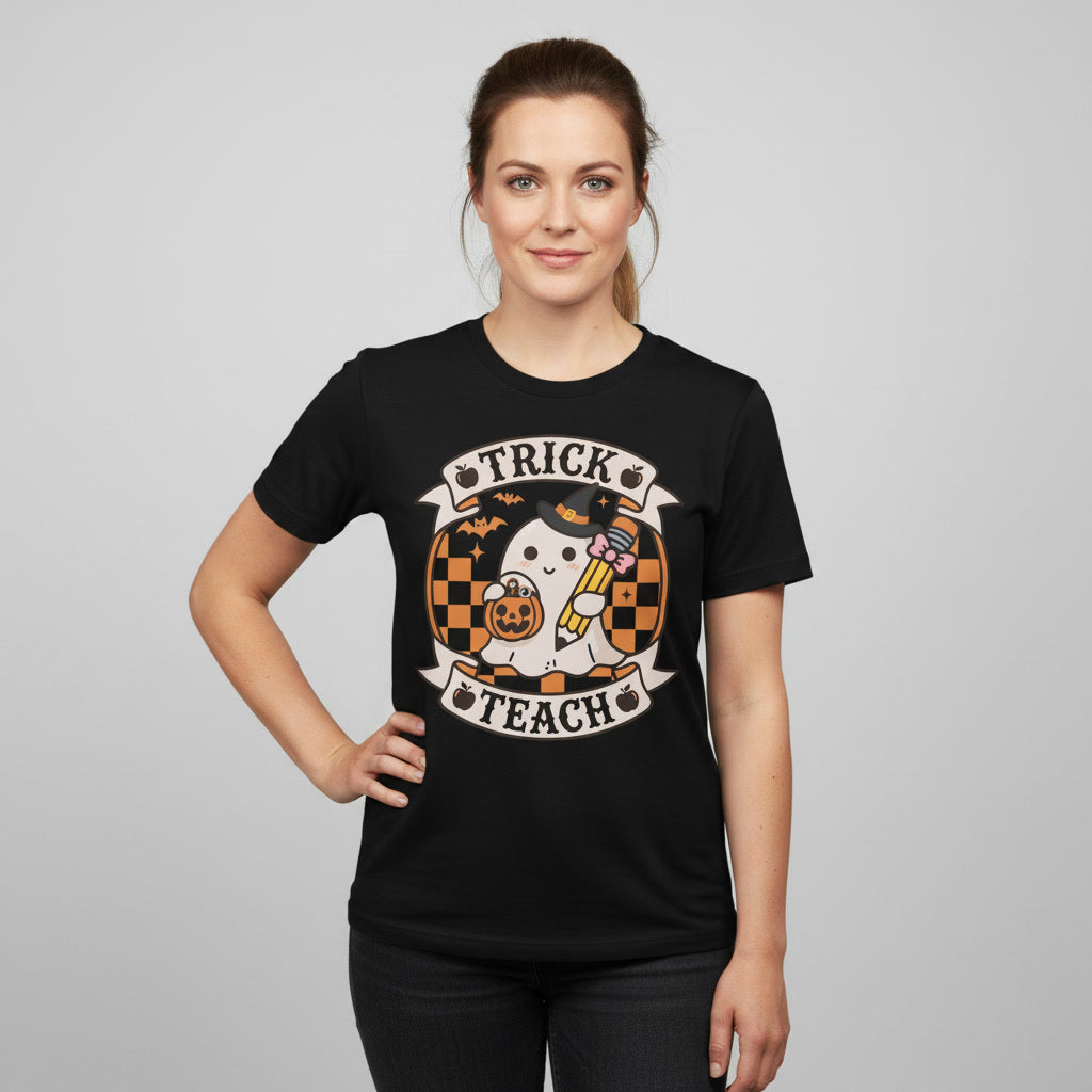 Personalized Halloween Teacher Shirt Trick or Teach Ghost Unisex T-Shirt
